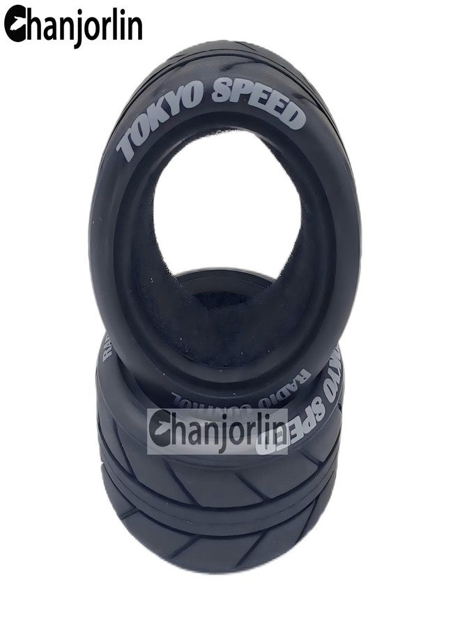 Chanjorlin 1/10 RC On Road Tires OD 2.56" Soft Rubber Rally Racing Tyres for 1:10 Street Touring Drift Car Tamiya TT01 TT02 XV01 TA06 A959 PTG2 HPI KYOSHO HSP PTG2 Traxxas RC On-Road Wheels 4PCS - Image 4